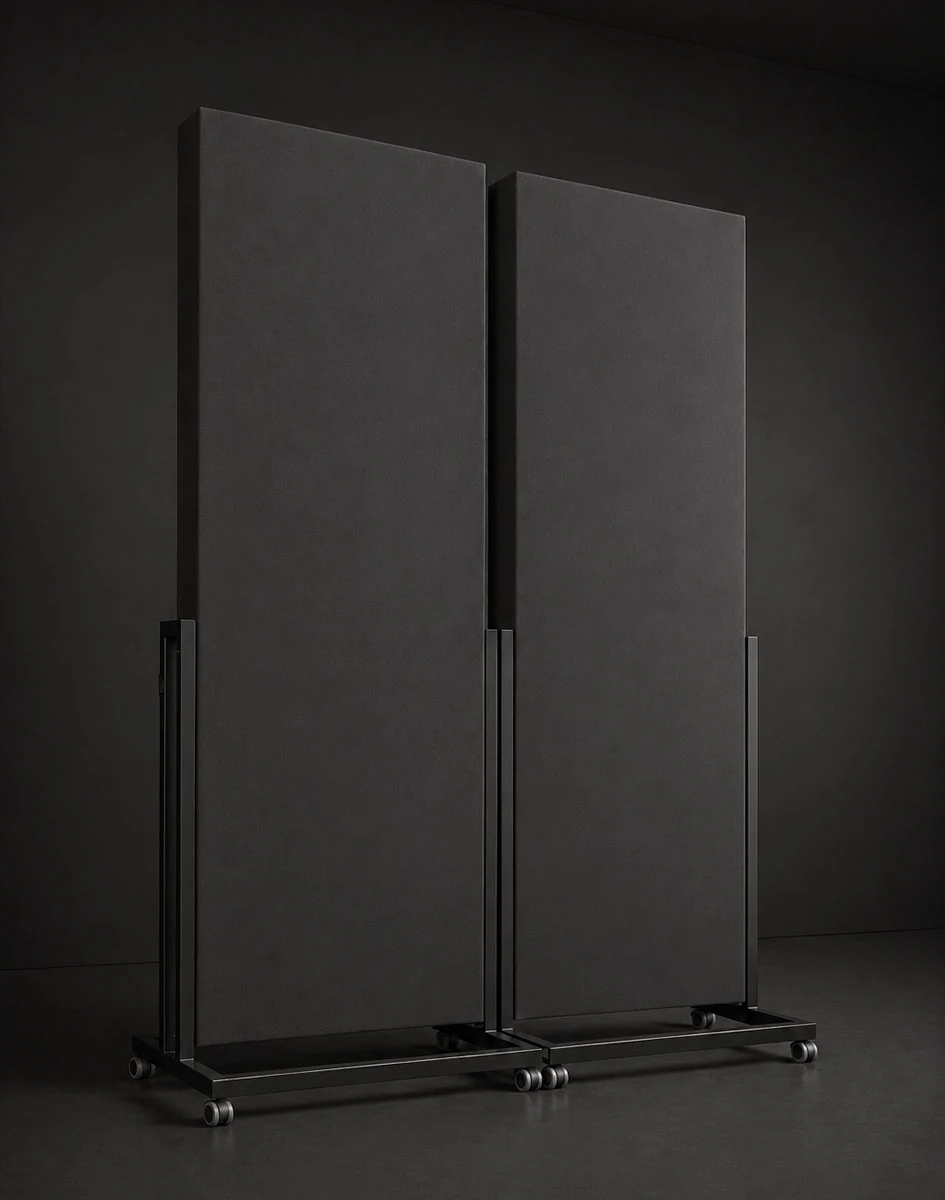 Mobile panels Mobile acoustic panels - Realtime Studio podcast studio